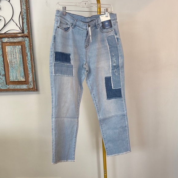 Soho Denim - Soho Stretchy patchwork distressed hem Jeans NWT 12